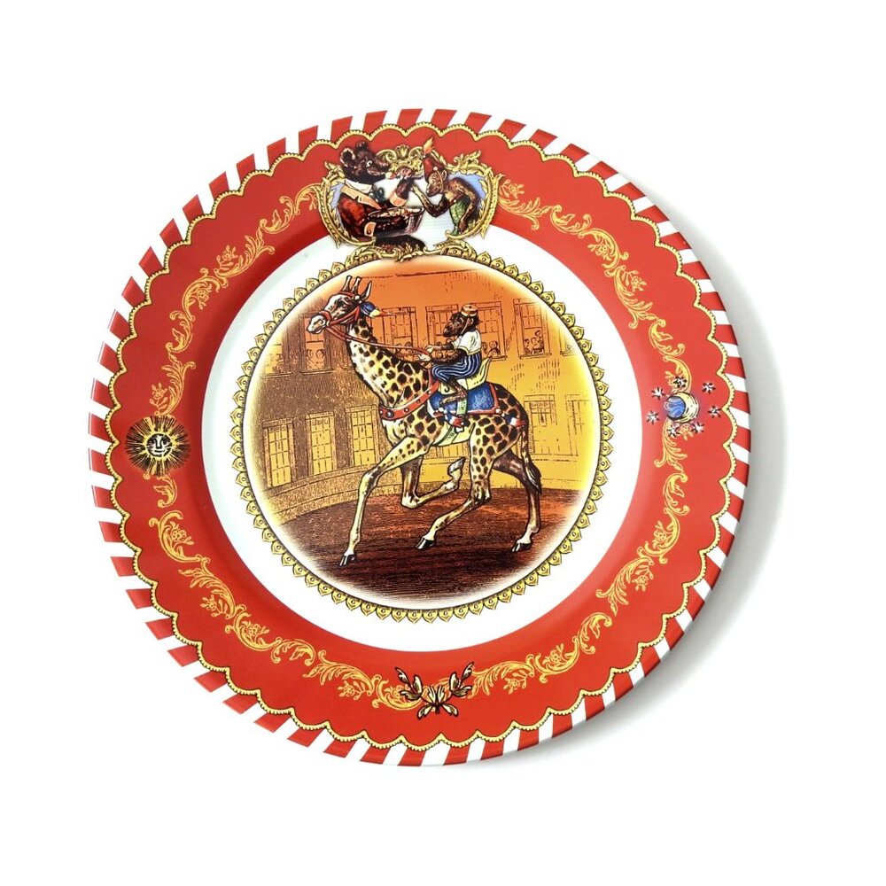 2006 Restoration Hardware Tin Plate Circus Giraffe Monkey Like New